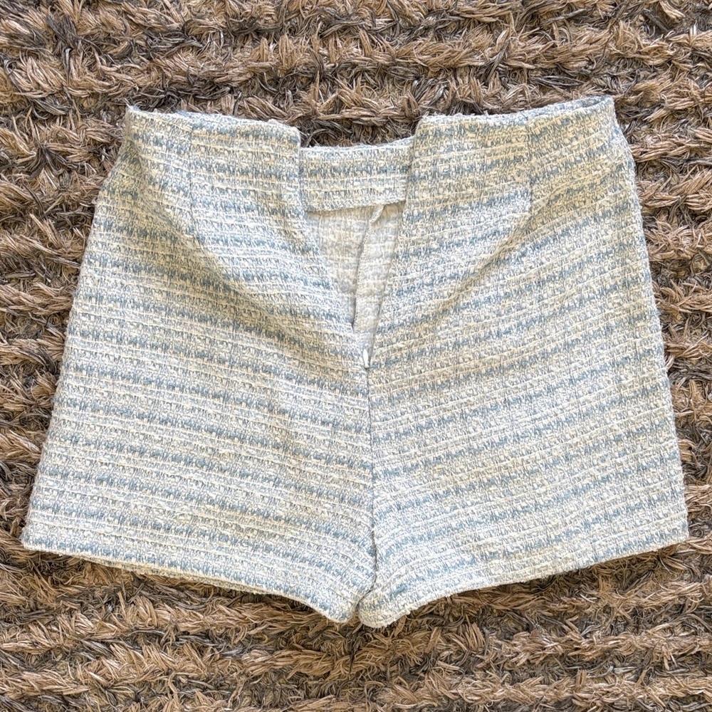 Cropped Tweed Jacket & High-Waist Shorts in Sky Blue, Size S - Picture 9 of 11